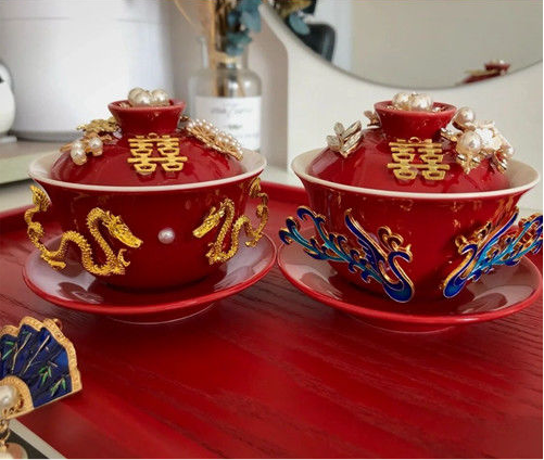 Teacup couple 001. Handmade diy porcelain wedding cups for the beloved one