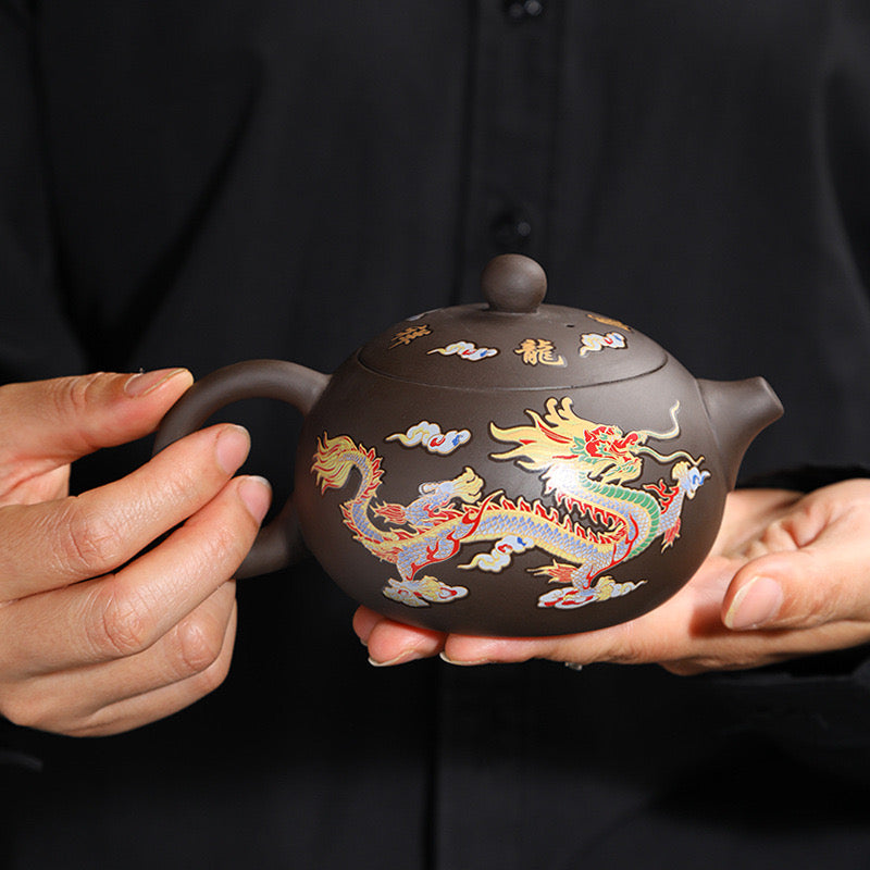 Teapot 1. Color Changing tea pot auspicious dragon and phoenix