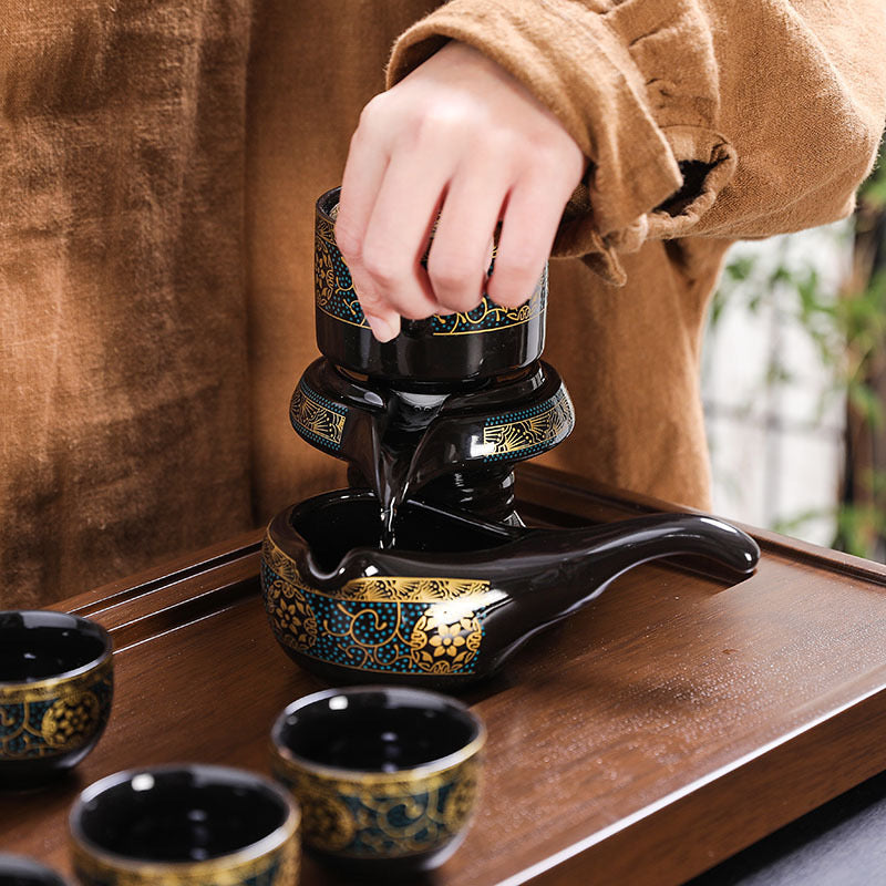 Set004. Semi-auto tea set for newbie friends classic pattern high quality