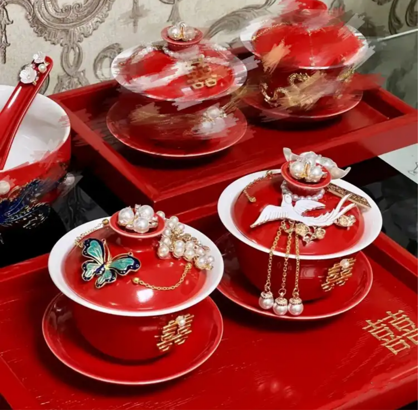 Teacup couple 001. Handmade diy porcelain wedding cups for the beloved one