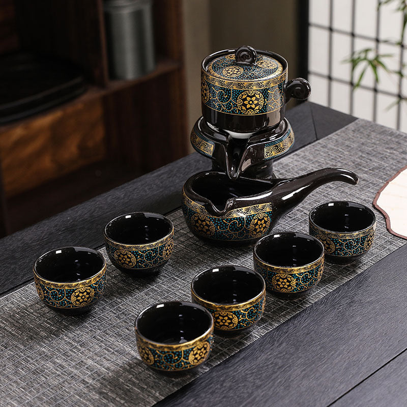 Set004. Semi-auto tea set for newbie friends classic pattern high quality