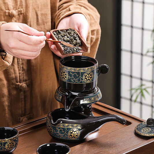 Set004. Semi-auto tea set for newbie friends classic pattern high quality