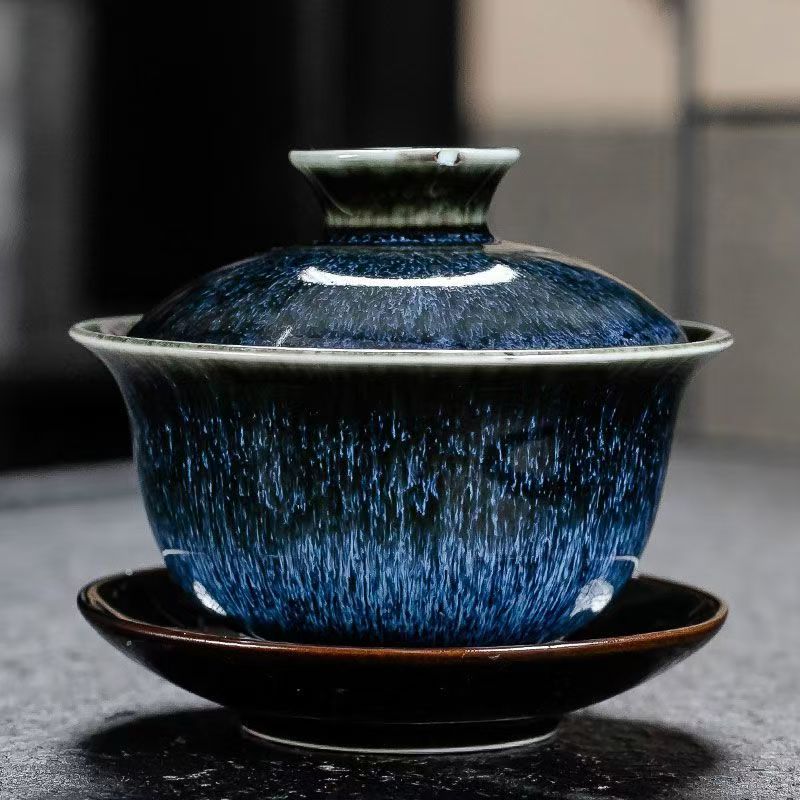 Gaiwan 02. Galaxy dark color full glaze Gaiwan