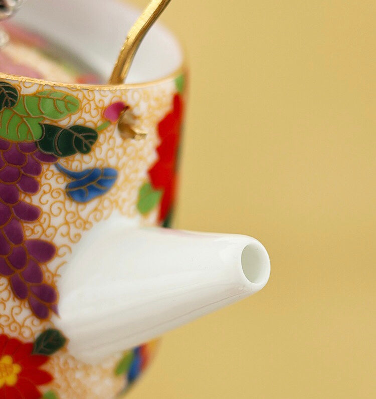 Set006. Fruitful autumn enamel glazed elegant tea set