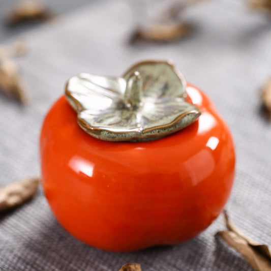 X002. Persimmon Tea Caddy ("shishiruyi"-everything goes well)